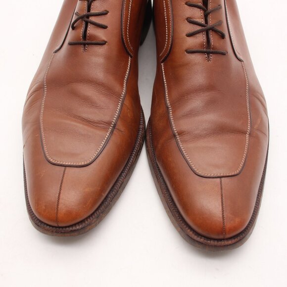 A. testoni Brown Leather Men's Size 10 M Apron Toe Lace Up Dress Shoes ITALY - Picture 12 of 13